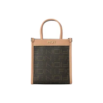 FION Artificial Leather Laminated Fabric Portable Crossbody Cell Phone Pouch Small Size Women's Caramel Brown