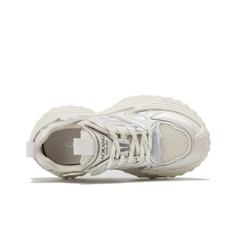 AOKANG Chunky Sneakers Women's Low Top Beige White Purple-1