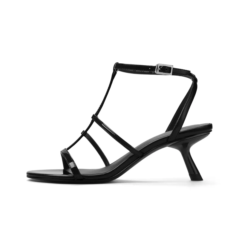 CHARLES&KEITH Small Ck One Strap Sandals 6.2cm Women's Black Box Black/White/Red-0