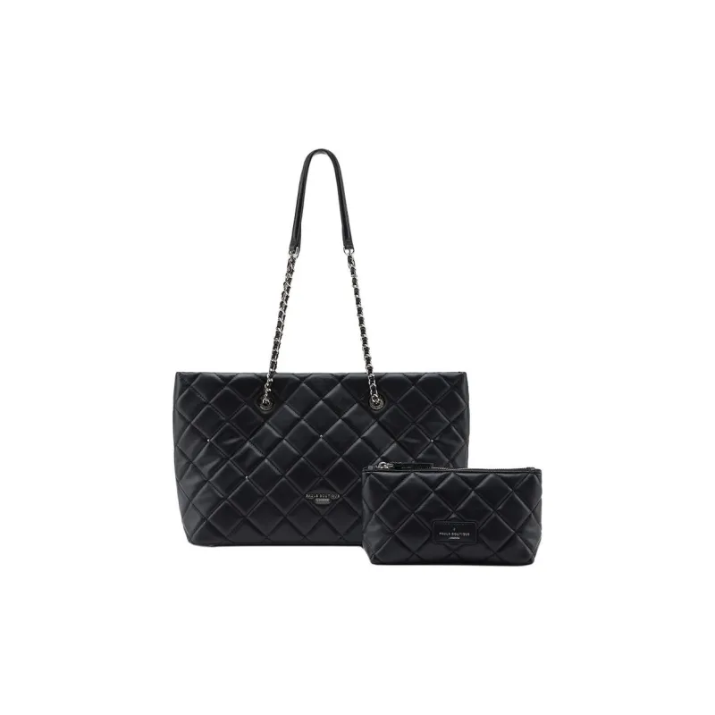 PAULS BOUTIQUE Pure Vegan Leather Tote Bag Shopping Bag Handbag Shoulder Bag Women's Black-2