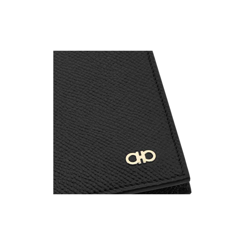 FERRAGAMO Leather Card Holder Men's Black-4