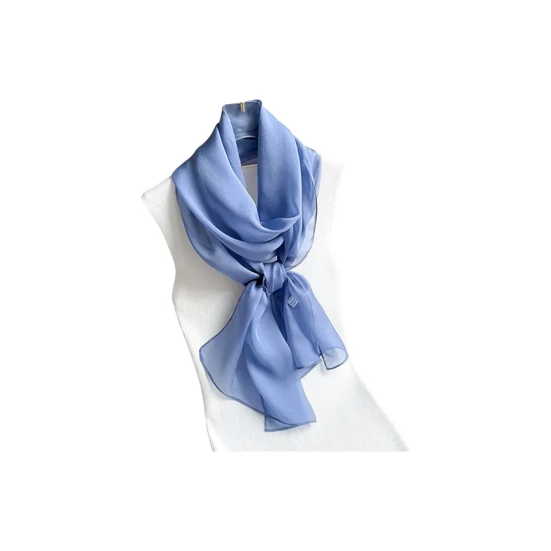 Hang Silk Road Mulberry Silk Silk Scarves Women's White-7