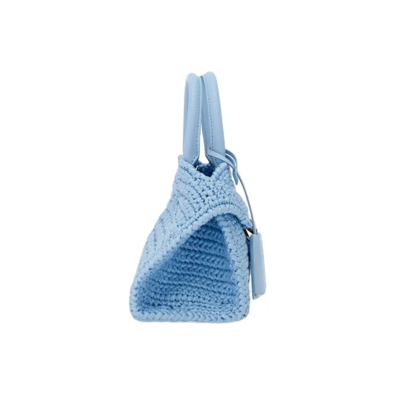 FERRAGAMO Raffia With Calfskin Handbag Mini Women's Sky Blue-2