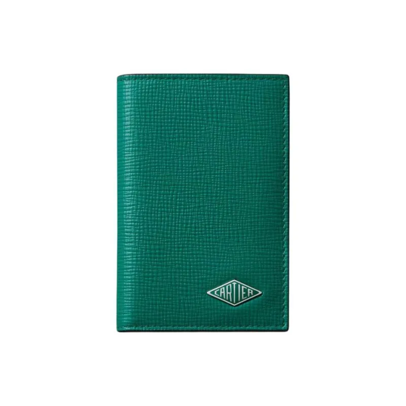 CARTIER Textured Calfskin Wallet Unisex Grass Green-0