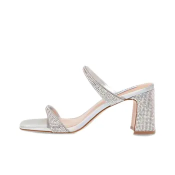 STEVE MADDEN Rubber Sole Slip-Resistant Abrasion-Resistant Slide Slippers Women's Silver