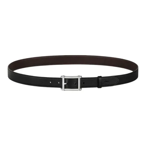 CARTIER Double-Sided Design Cow Leather Palladium-Plated Leather Belts Men's Black Width: 3CM
