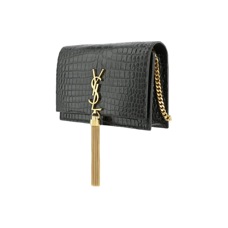 SAINT LAURENT Cow Leather With Patent Leather Portable Crossbody Bag, Shoulder Bag Women's Black-2