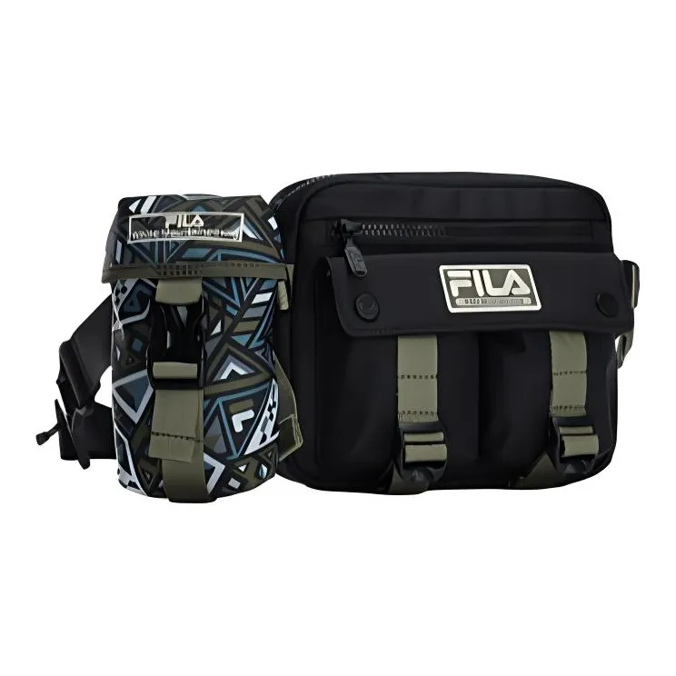 FILA White Mountaineering Collaboration Fabric Sling Bag, Shoulder Bag, Fanny Pack Regular Unisex Black-2