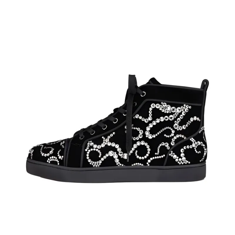 CL Octolouis Strass High Top Skateboard Shoes Men's Black-0