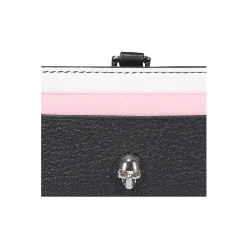 Alexander McQueen Calfskin Card Holder Women's Black & Pink-5