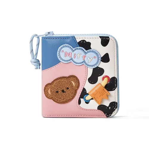 Miffy Synthetic Leather Cropped Wallet Money Clip Women's Black/Coffee/Khaki