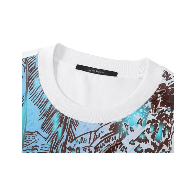 DAVID NAMAN T Shirts Men Blue With White Lettering-2