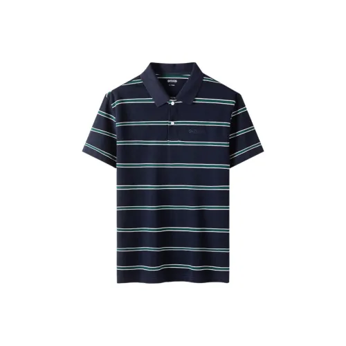 OUTDOOR PRODUCTS Polo Shirts Men Navy Blue, Green, And White Color Bars