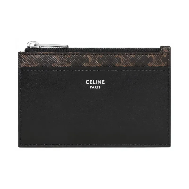CELINE Triomphe Lambskin Card Holder Men's Black-0