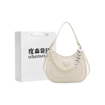 Dusen Kangaroo PU Shoulder Bag Regular Women's White/Silver/Black/Khaki/Pink/Brown
