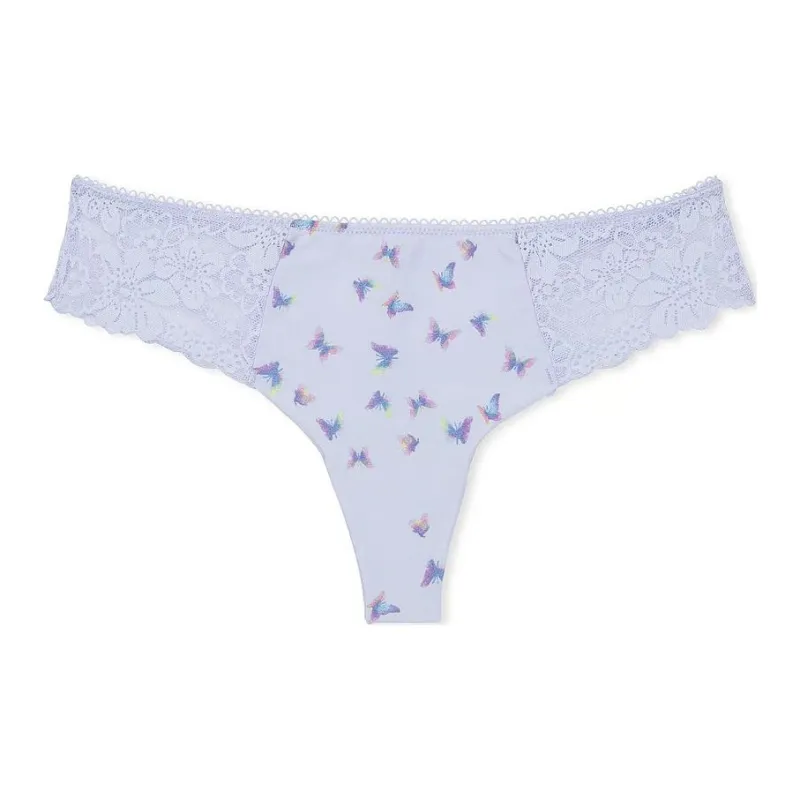 Victoria's Secret PINK NO-SHOW THONG PANTY / SBP Underpants Women's 1 Pack Harbor Blue-0