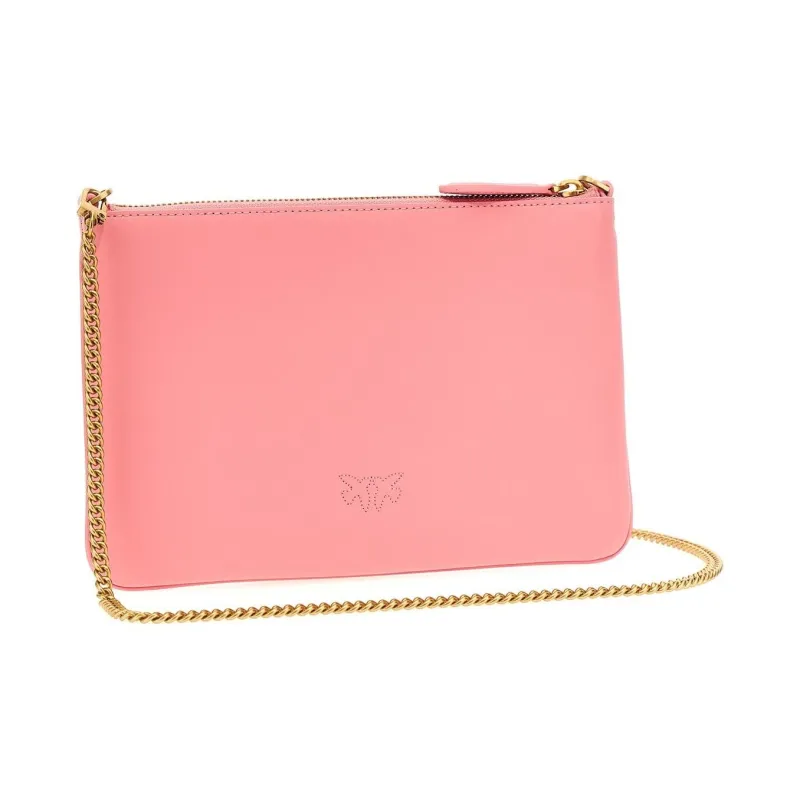 PINKO Goatskin Bonded Polyurethane One Shoulder Crossbody Clutches Women's Pink-1