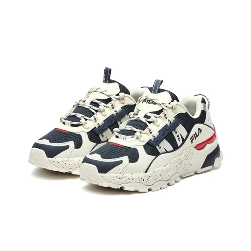 FILA TREK Slip Resistant, Abrasion Resistant, Lightweight Low Top Chunky Sneakers Women's White Blue-5