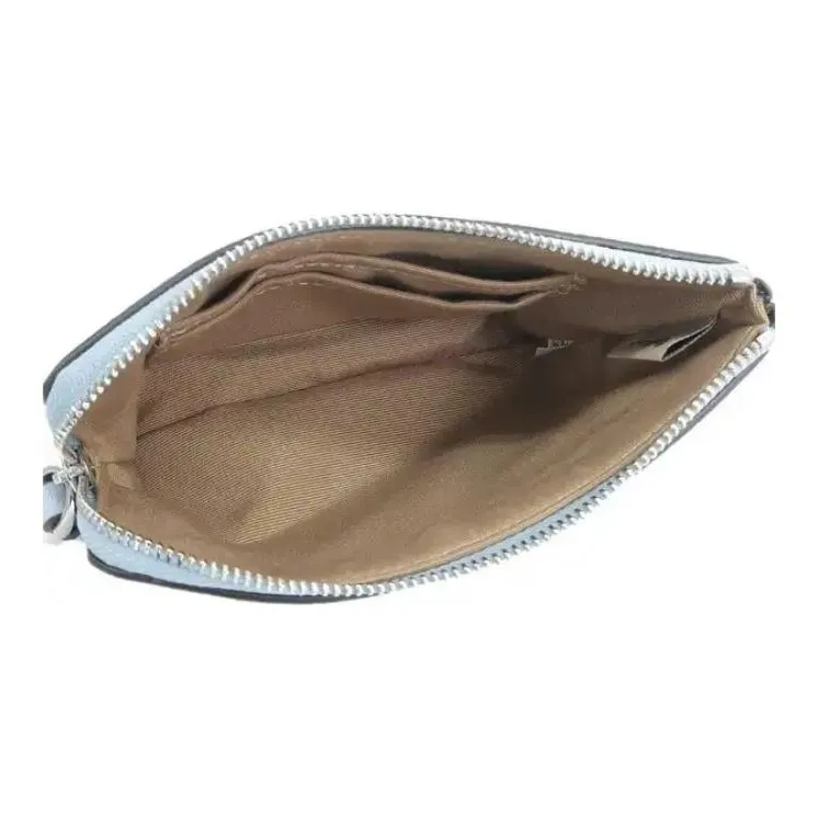 COACH Corner Zip Leather Coin Purse Wrist Bag Clutch Women's Haze Blue-5
