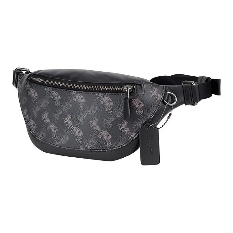 COACH Warren Cow Leather Crossbody Bag, Fanny Pack Large Size Men's Black Gray-2