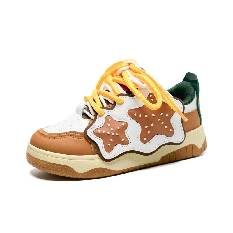 OAOQ Wear resistant And Lightweight Low Top Casual Shoes Women's French Fries And Hamburger-2