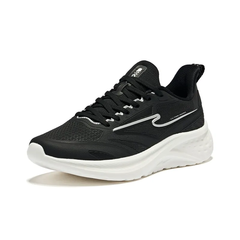 Erke Cushioning Breathable Low Top Running Shoes Women's Jet Black Bright Silver-2