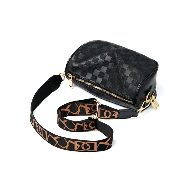 Carnival Keep Cow Leather Pillow Bag Shoulder Bag Crossbody Bag Regular Women's Black/Ecru-1