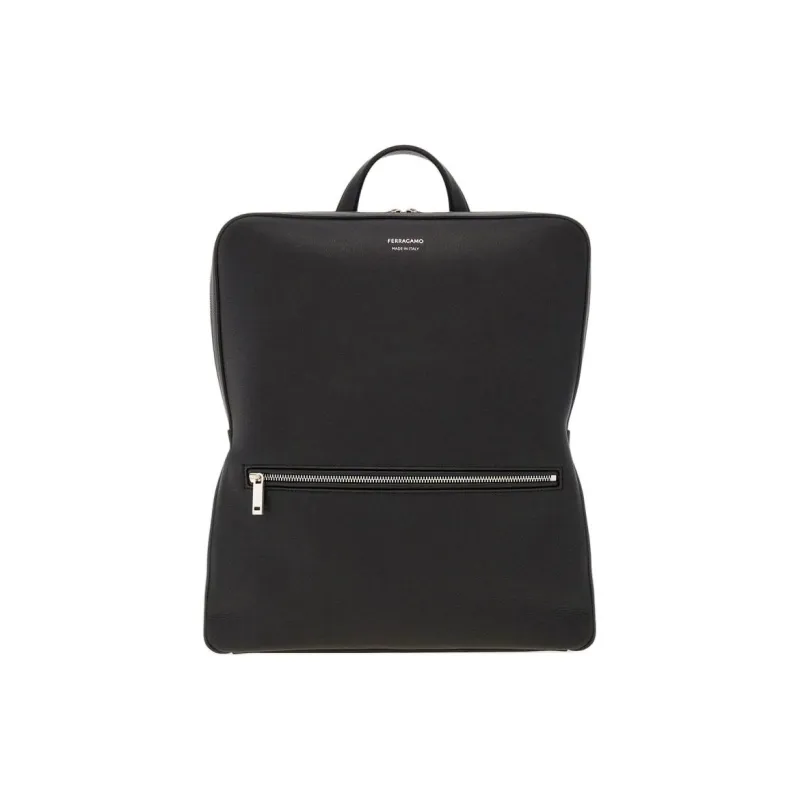 FERRAGAMO Calfskin Backpack Men's Black-0