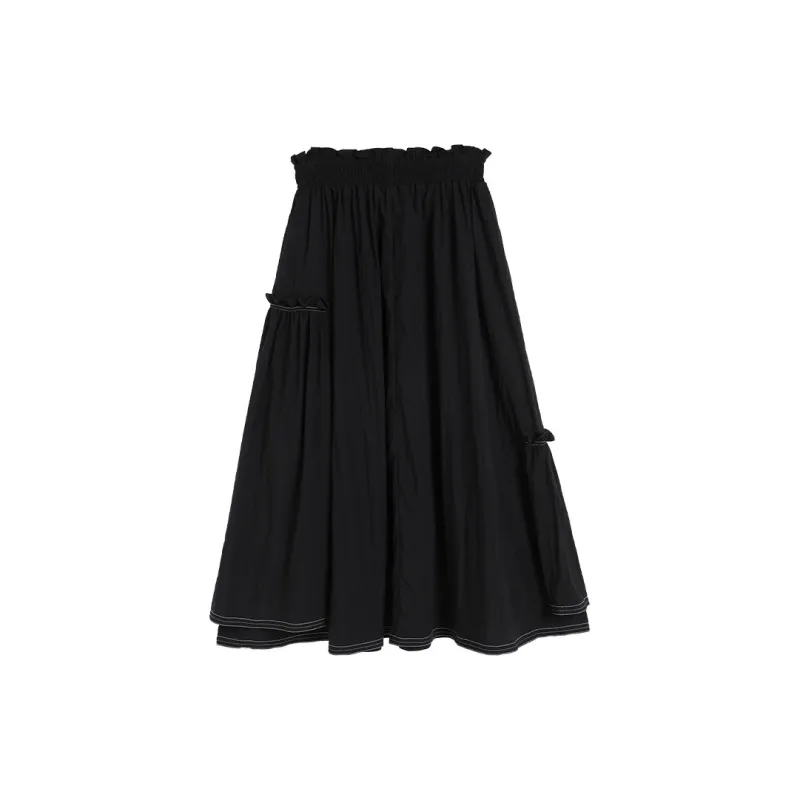 AMAZING SONG Half Length Long Skirt Women's Elegant Black-1