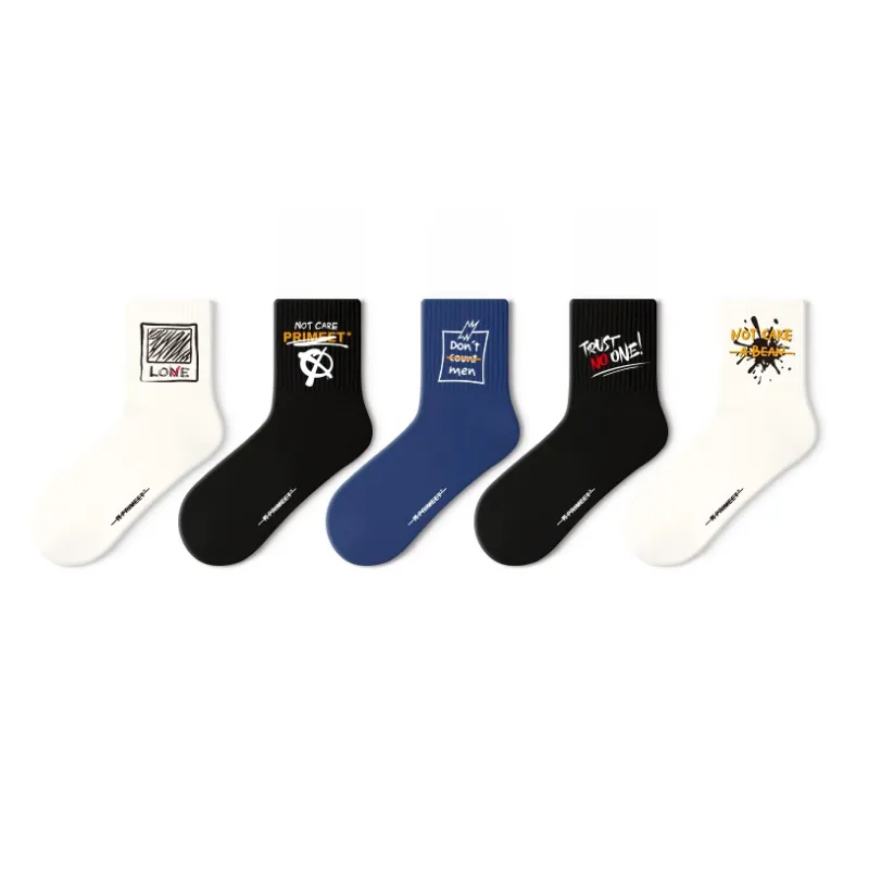 Primeet Mid Calf Socks Fall Winter Unisex 5 Pack Mixed Color-4