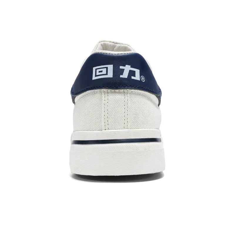 Warrior White Sneakers Abrasion Resistant, Lightweight, And Breathable Low Top Skateboard Shoes Unisex Beige Dark Blue-3