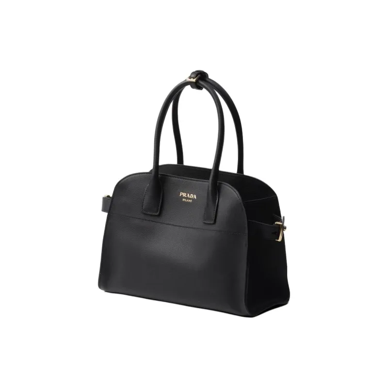 PRADA Leather Tote Bag, Shopping Bag, Handbag Medium Size Women's Black-1