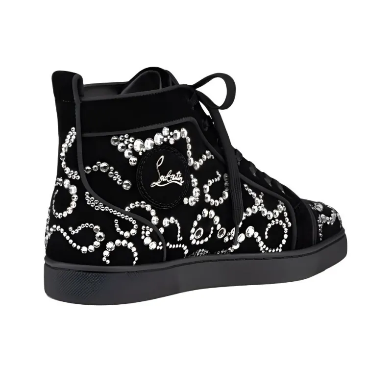 CL Octolouis Strass High Top Skateboard Shoes Men's Black-3