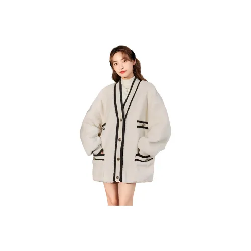 Tonlion Velvet Jackets Women's White