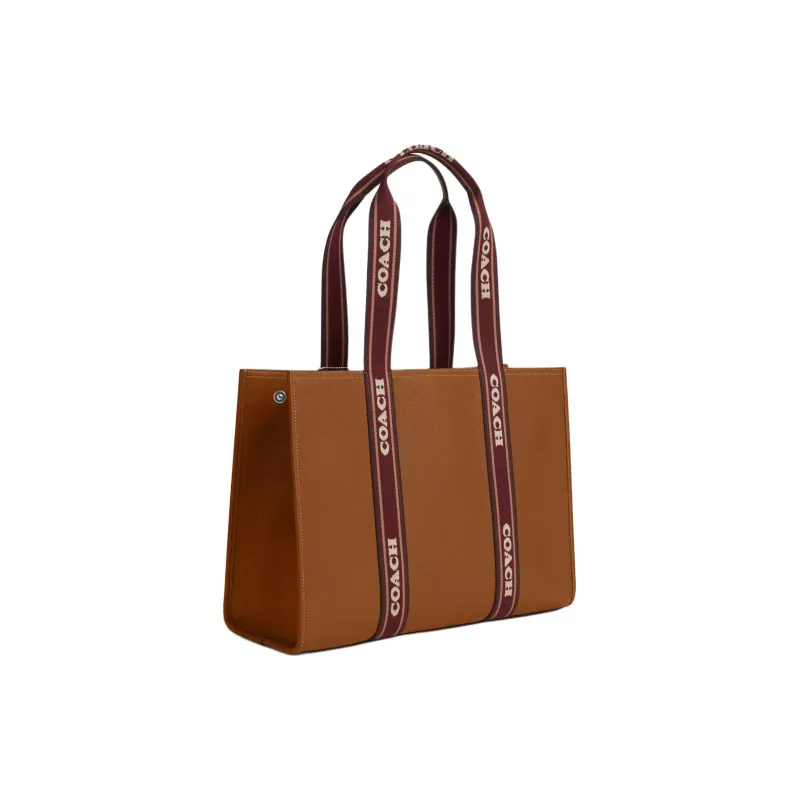 COACH Smith Refined Pebbled Leather Tote Bag, Shopping Bag, Handbag Tubas Women's Silver & Penny Multicolor-1