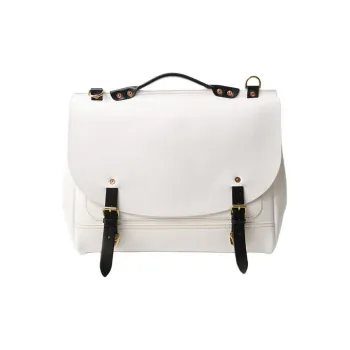LINE ARTISANAL Cow Leather Backpack Medium Size Women's White & Black