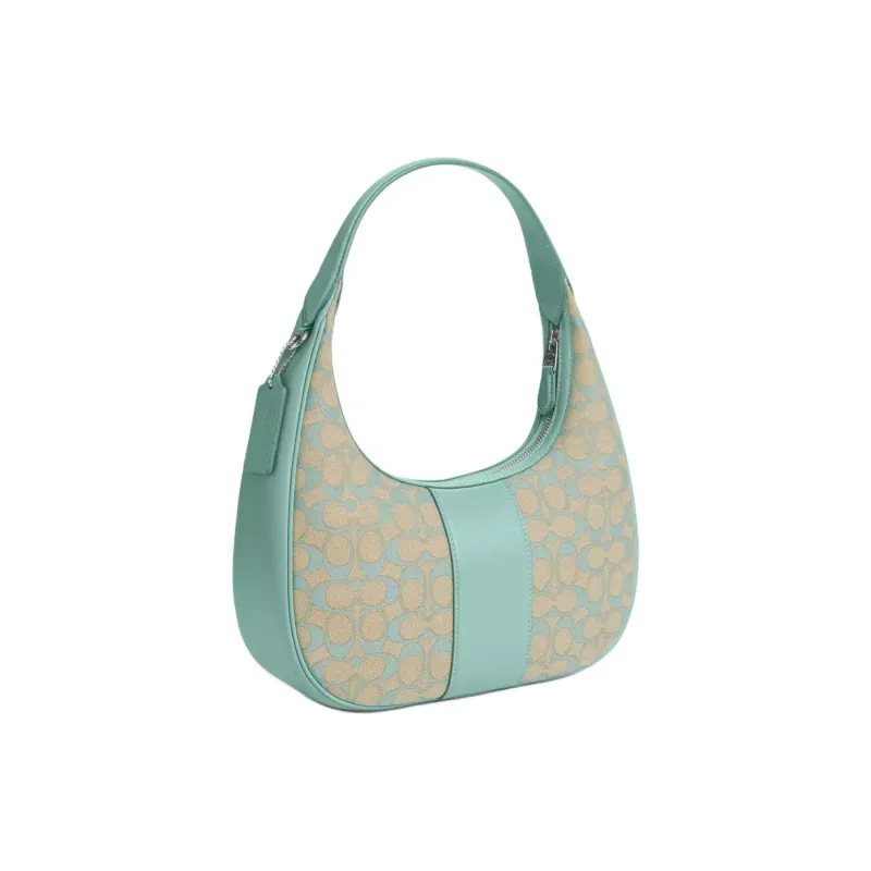 COACH Smooth Leather Handbag, Shoulder Bag Tubas Women's Silver & Faded Blue-1