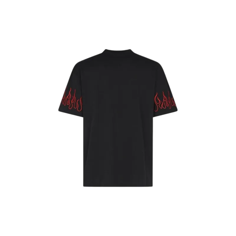 Vision Of Super Flames embroidered Cotton T shirt-1