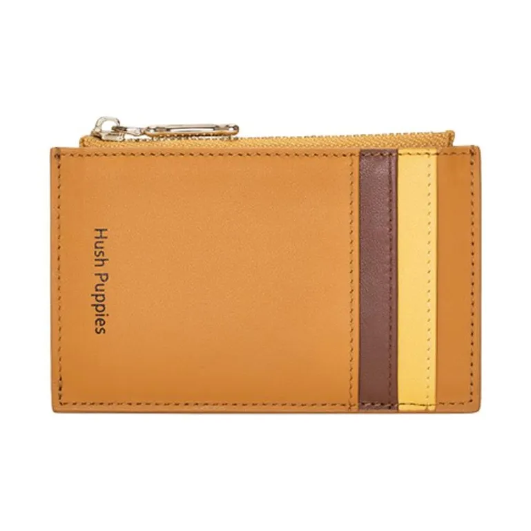 Hush Puppies Cow Leather Coin Purses Card Holders Women's Light Green/Orange-4