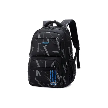 Natural Fish Polyester Backpack Regular Men's Black & Royal Blue/Black & Gray/Black & Sky Blue/Black & Yellow