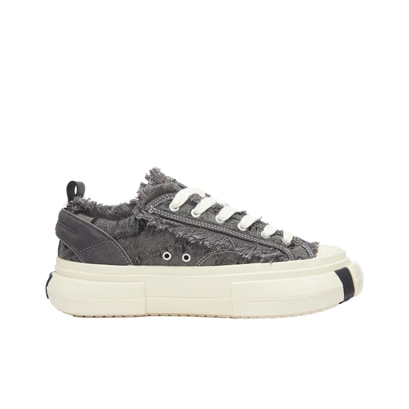 SMILEREPUBLIC INCEPTION GRAY FRINGE Wear-Resistant Height Increasing Low-Top Canvas Shoes Unisex Gray-1