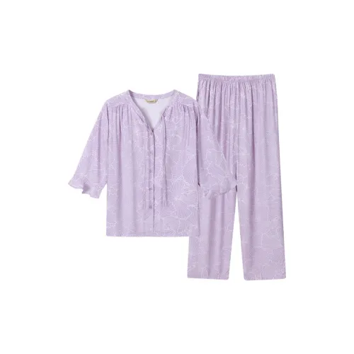 AUTUMNDEER Pajama Set Women's Taro Purple