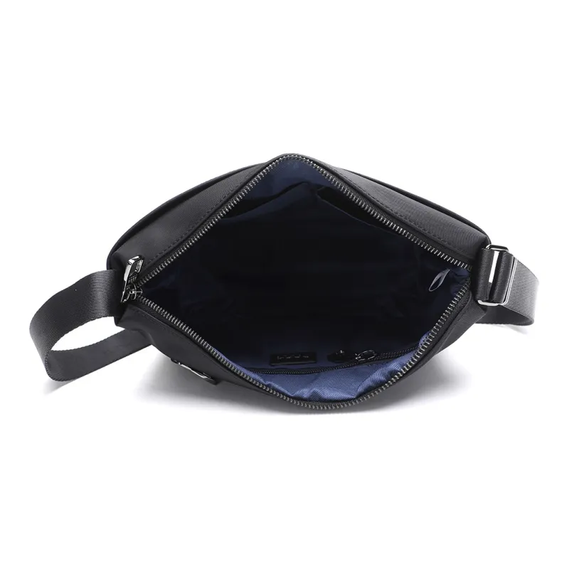 ELLE HOMME Fabric, Synthetic Leather Casual Backpack Shoulder Bag, Crossbody Bag Regular Men's Black-4
