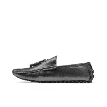 NORVINCY Trendy Man Lace Up Decoration Silver Small Leather Shoes Unisex