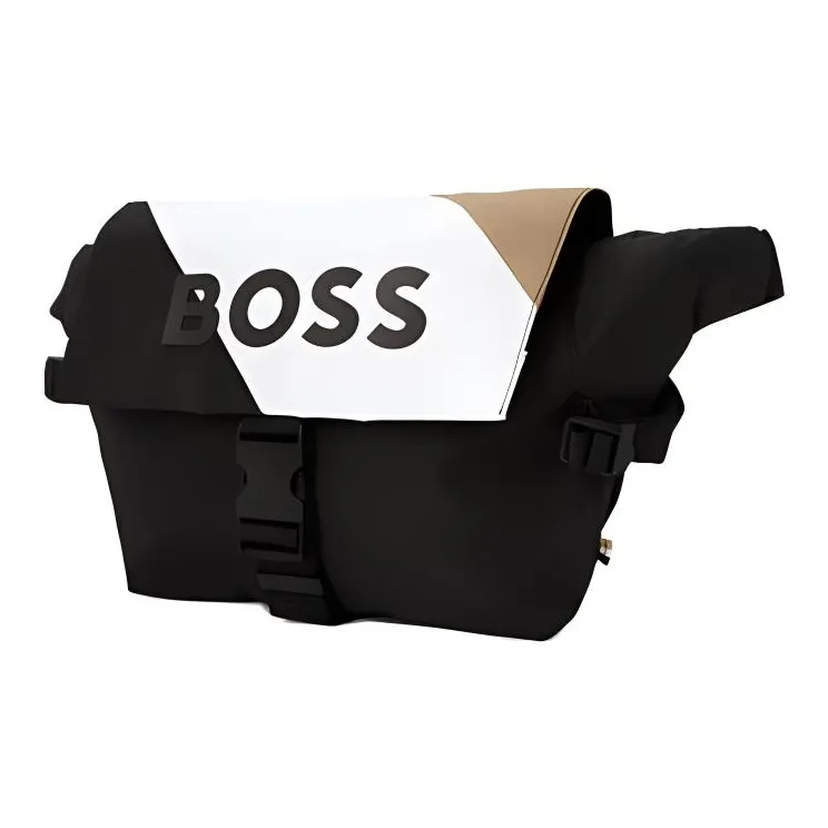 HUGO BOSS Recycled Polyester Crossbody Bag, Shoulder Bag Men's Black-1
