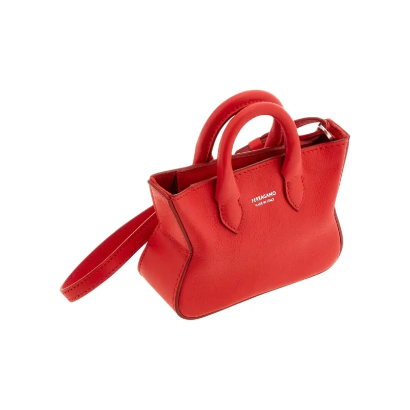 FERRAGAMO Calfskin Tote Charm Bag Merchandise Mini Men's Flame Red-1