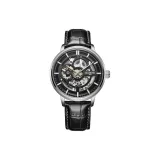White Case Black Dial Black Leather Strap