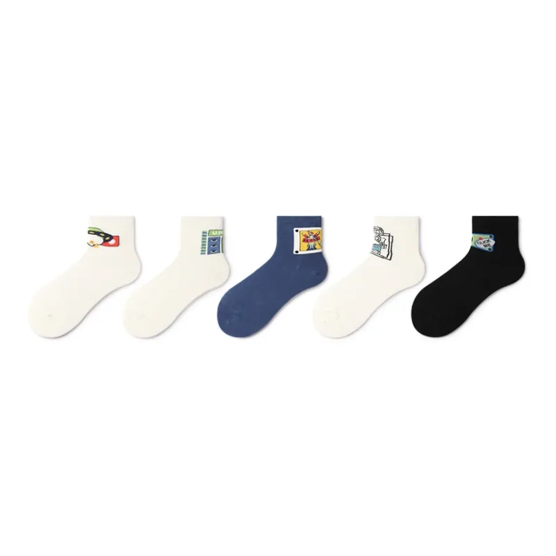 Primeet Mid Calf Socks Fall Winter Unisex 5 Pack Mixed Color-26
