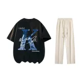 Set (Black T-Shirts+Off White Pants)