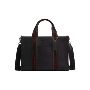 COACH Smith Leather Tote Bag, Shopping Bag, Crossbody Bag, One Shoulder Handbag Tubas Women's Silver & Black Multicolor